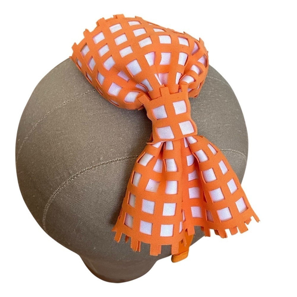 4/$25 Orange Gingham Bow Headband - Picture 2 of 7